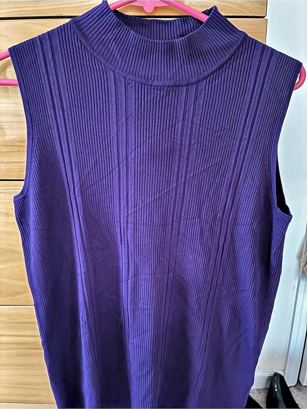 dressbarn Ribbed Sleeveless Tunic in Purple Size 14/16